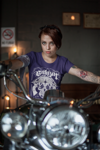 T Shirt Mockup Of A Biker Woman Sitting On A Motorcycle 20212 - Stickersandmore.com