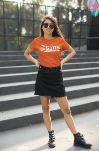 T Shirt Mockup Of A Woman With Sunglasses Standing By A Set Of Stairs 27329 - Stickersandmore.com